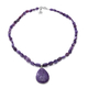 GP 150.03 Ct  Charoite Teardrop Beaded Necklace withStar Charm in Platinum Plated Silver