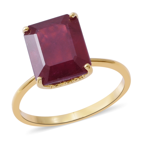 9K Yellow Gold AAA African Ruby (Oct) Solitaire Ring 9.000 Ct.
