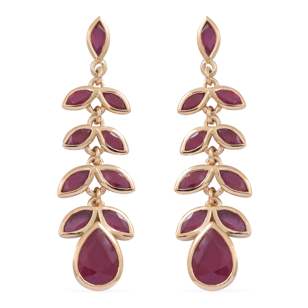 African Ruby (Pear) Earrings in Yellow Gold Overlay Sterling Silver 9.500 Ct.