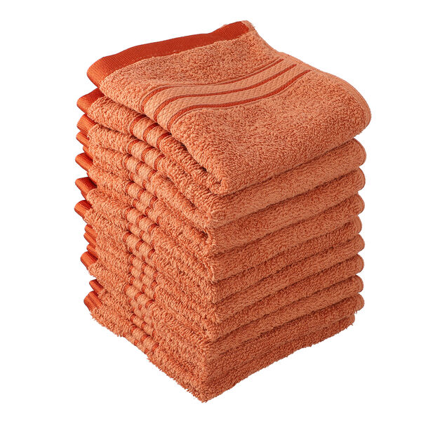 Set of 10 Egyptian Cotton Terry Face Towel Copper 6297548 TJC