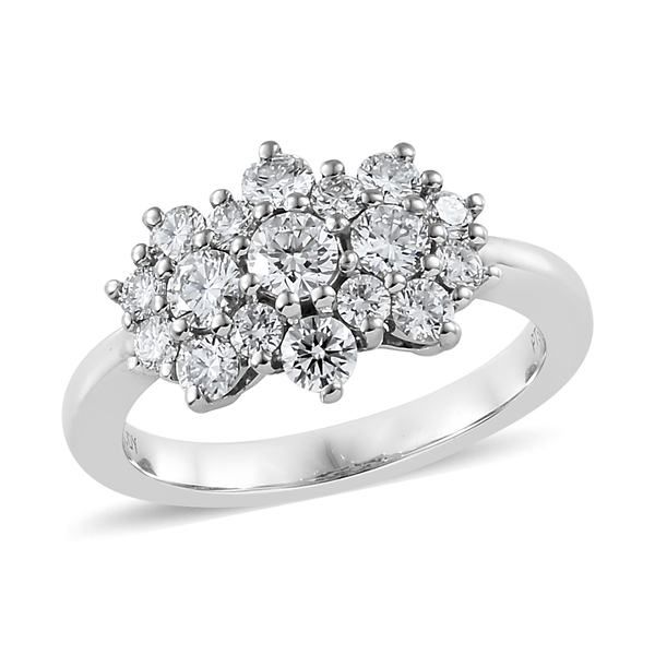 RHAPSODY 950 Platinum Diamond (Rnd) (VS/E-F) Cluster Ring 1.000 Ct.