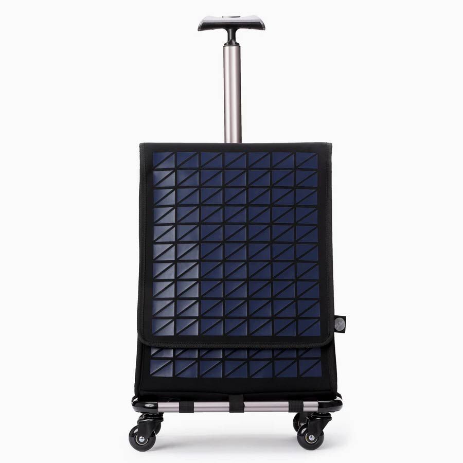 FARINO Unique Top-Loading Bag On 360 Rollerblade Spinner Wheel in Blue and Silver