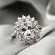 Lustro Stella Platinum Overlay Sterling Silver Ring Made with Finest CZ 10.72 Ct.