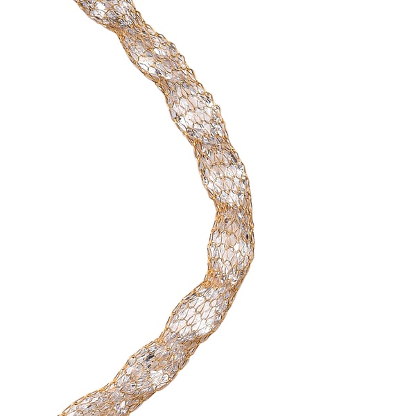 Maestro Collection - Handcrafted - 9K Yellow Gold Cubic Zirconia Tuscan Crochet Bracelet (Size - 7.5) With Spring Ring Clasp