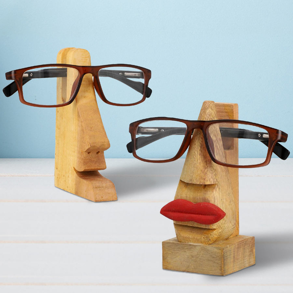 Set of 2- His And Her Wooden Eyeglass Holder