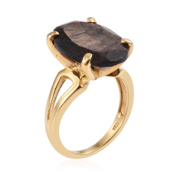 Natural Zawadi Golden Sheen Sapphire (Ovl) Ring in 14K Gold Overlay Sterling Silver 15.750 Ct. Silver wt 5.19 Gms.