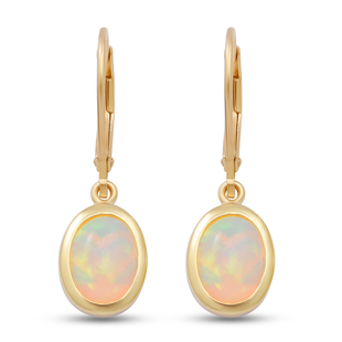 Ethiopian Welo Opal Earrings (With Lever Back) in 14K Gold Overlay Sterling Silver 2.36 Ct.