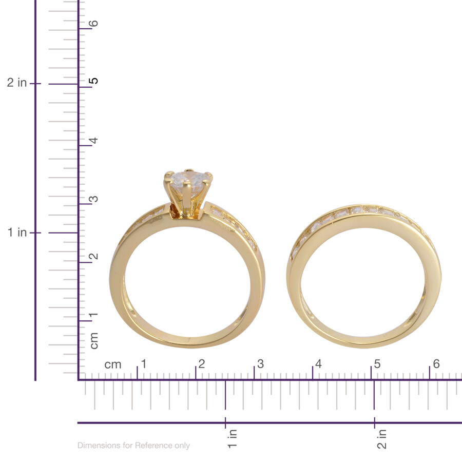 Set of 2 - AAA Simulated White Diamond (Rnd) Ring in Gold Bond 5.600 Ct.