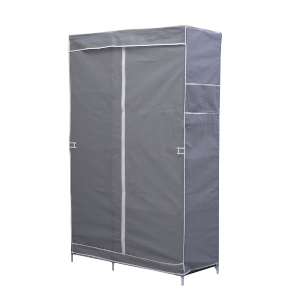 Collapsible Wardrobe with Zippered and 1 Outer Pockets (Size 162x103x43 Cm) - Grey