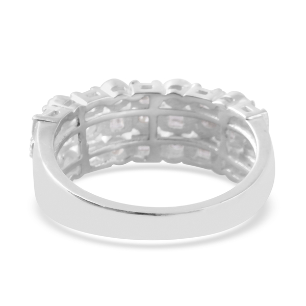 Diamond (Rnd and Bgt) Band Ring in Platinum Overlay Sterling Silver 0.50 Ct.