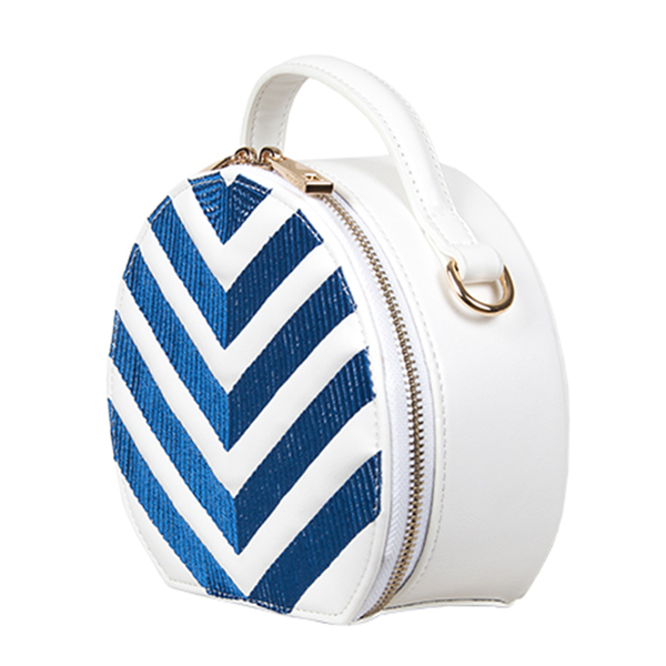 Bulaggi Collection - Zig Zag Circle Bag with Detachable Shoulder Strap (Size 17x15x7cm) - Cobalt Blue