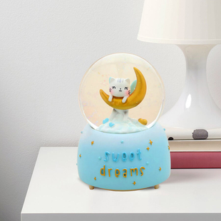 Elegant Unicorn Water Globe with Music and Glitter - Blue