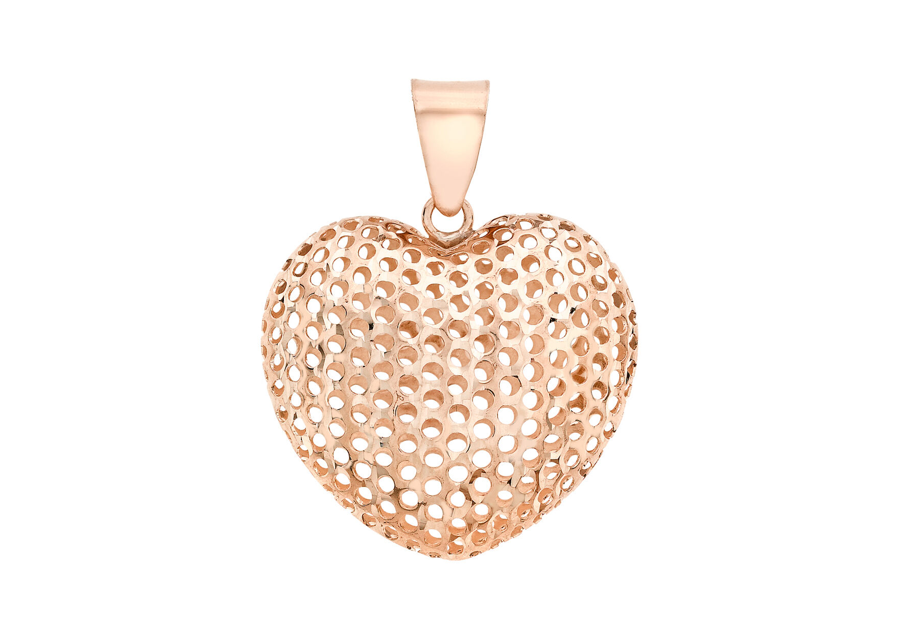 Close Out Deal 9K Rose Gold Mesh Heart Pendant