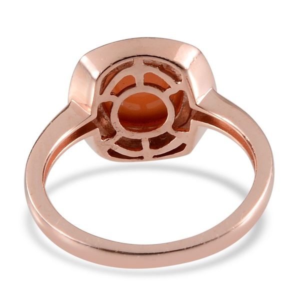 Mitiyagoda Peach Moonstone (Cush 2.50 Ct), Diamond Ring in Rose Gold Overlay Sterling Silver 2.520 Ct.