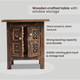 Square Knock Down Mango Wooden Crafted Table with Window Storage (Size 46 Cm)