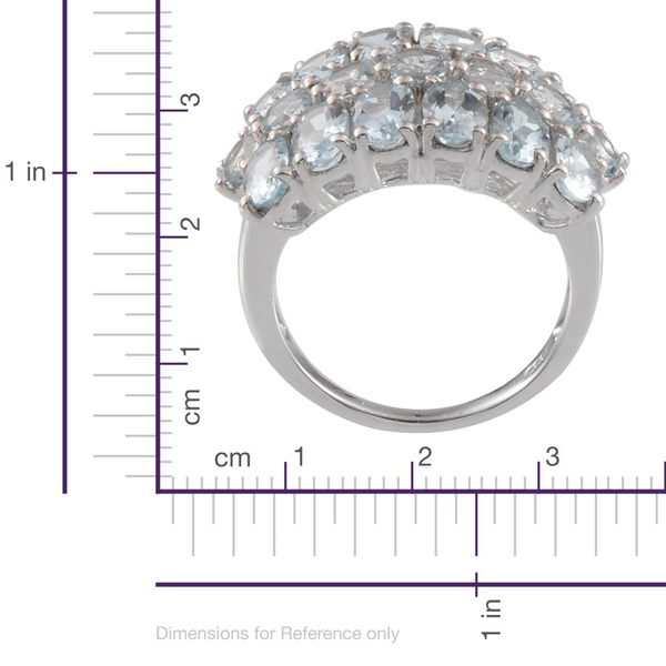 Espirito Santo Aquamarine (Ovl) Cluster Ring in Platinum Overlay Sterling Silver 6.000 Ct.