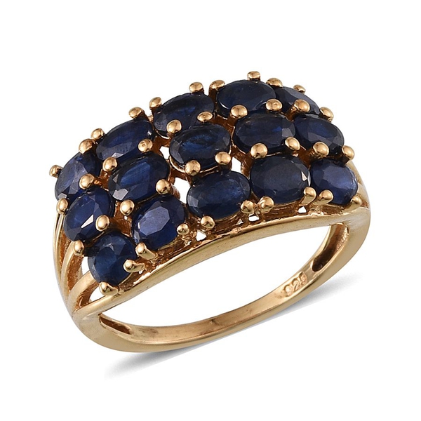 Kanchanaburi Blue Sapphire (Ovl) Ring in 14K Gold Overlay Sterling Silver 3.750 Ct.