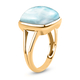 Larimar Solitaire Ring in 14K Gold Overlay Sterling Silver 12.47 Ct.