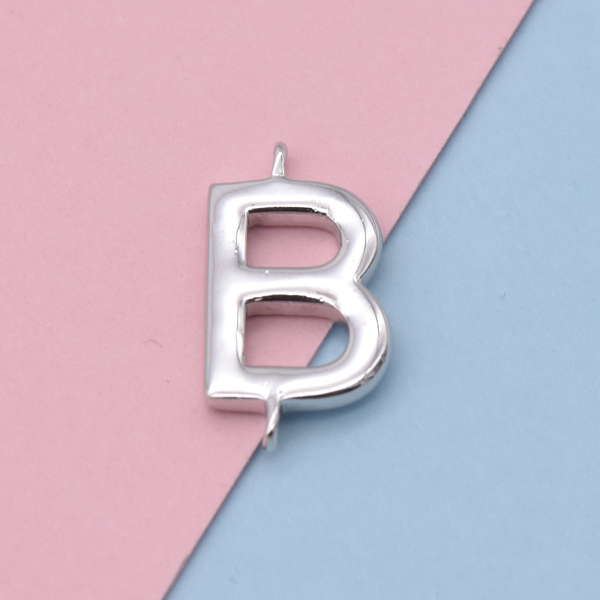 Platinum Overlay Sterling Silver Initial B Charm