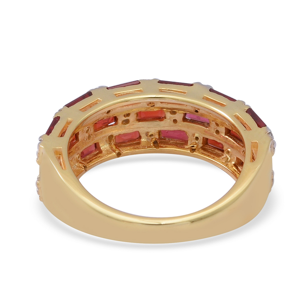 Red Sapphire and Natural Cambodian Zircon Ring in Two Tone Overlay Sterling Silver 2.64 Ct.
