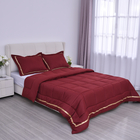 3 Piece Set - SERENITY NIGHT Square Pattern 1 Comforter (Size 225x220Cm) and 2 Pillow Case (Size 50x