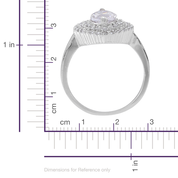 AAA Simulated White Diamond (Mrq) Ring in Sterling Silver