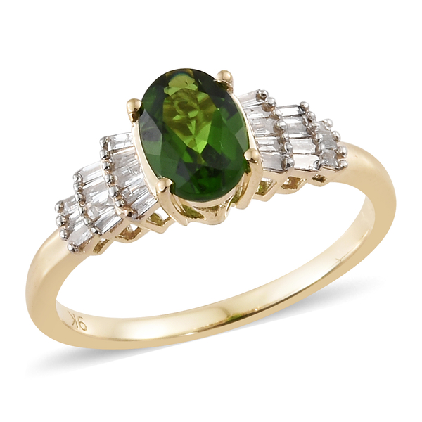 1 Carat AA  Diopside and Diamond Ballerina Ring in 9K Gold
