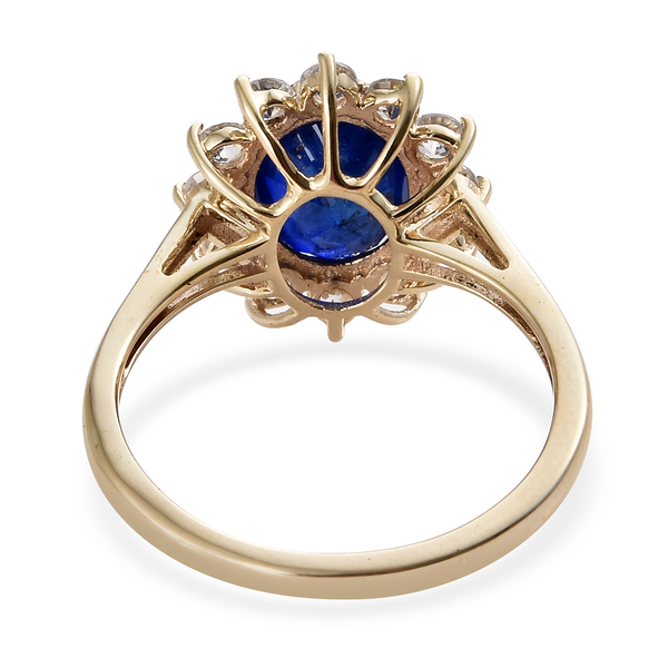 Designer Inspired Very Rare 9K Yellow Gold AAA Blue Spinel (Ovl 9x7mm) Natural Cambodian Zircon  Ring 2.850 Ct.