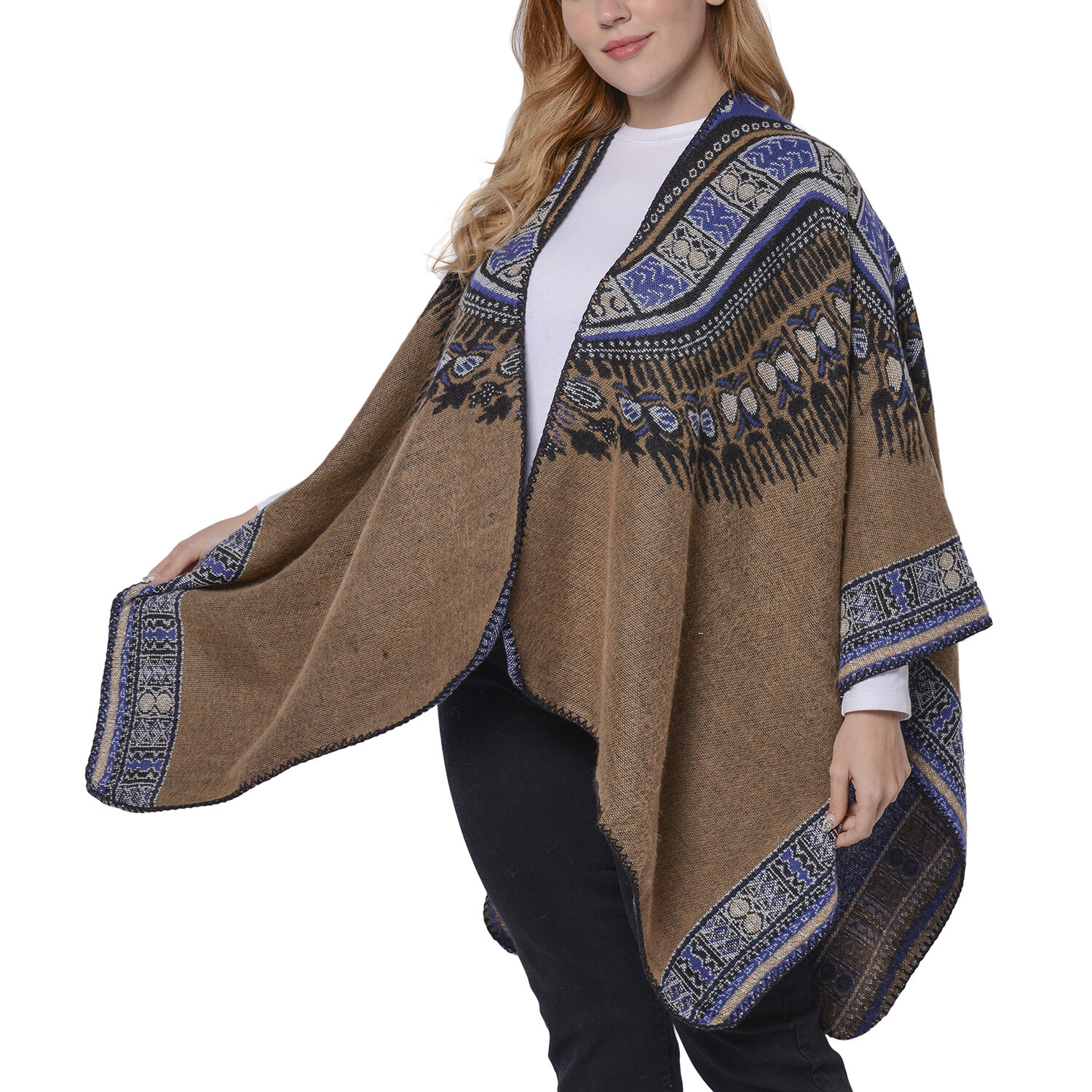 Designer Inspired- Khaki Colour Santa Fe Style Pattern Kimono (Size 132x72 Cm)