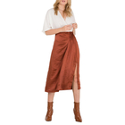 Nova of London Front Pleat Midi Skirt in Brown (Size 10)