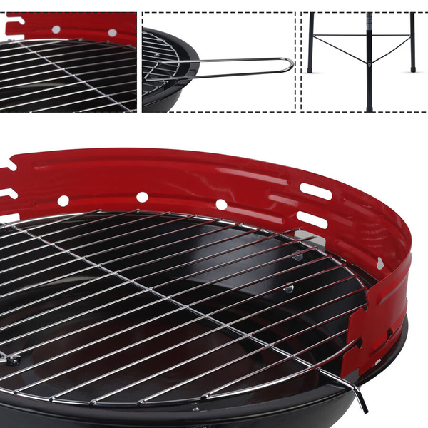 Portable Multipurpose Barbeque Grill (Size 43x33cm) - Red