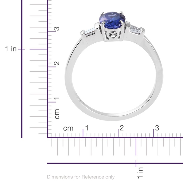 ILIANA 18K White Gold 1.50 Carat AAA Tanzanite Ring With Diamond SI G-H