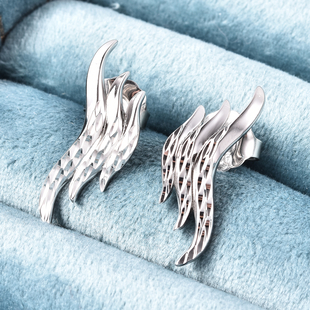LucyQ Flame Collection - Rhodium Overlay Sterling Silver Earrings (with Push Back)