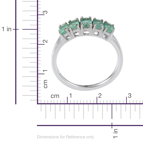 Boyaca Colombian Emerald (Ovl) 5 Stone Ring in Platinum Overlay Sterling Silver 1.000 Ct.