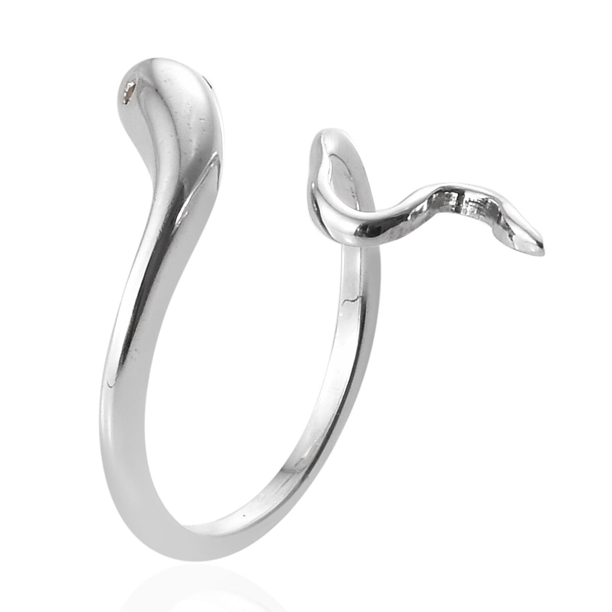 Red Diamond (Rnd) Snake Ring in Platinum Overlay Sterling Silver