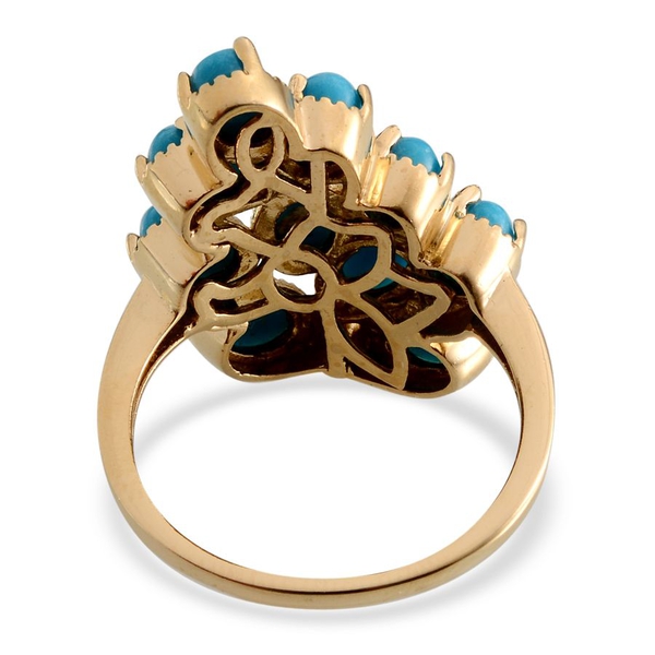 Arizona Sleeping Beauty Turquoise (Ovl) Ring in 14K Gold Overlay Sterling Silver 5.000 Ct.