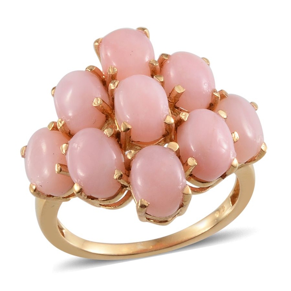 Peruvian Pink Opal (Ovl) Cluster Ring in Yellow Gold Overlay Sterling Silver 6.750 Ct.