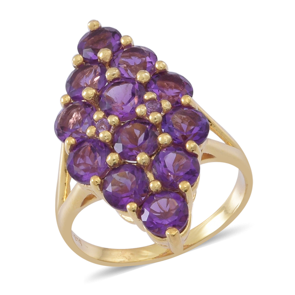 Amethyst (Rnd) Cluster Ring in 14K Gold Overlay Sterling Silver 9.000 Ct.