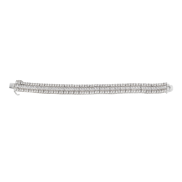 ELANZA Simulated White Diamond (Oct) Bracelet (Size 7.5) in Rhodium Plated Sterling Silver 29.50 Ct, Silver Wt 33.89 Gms.