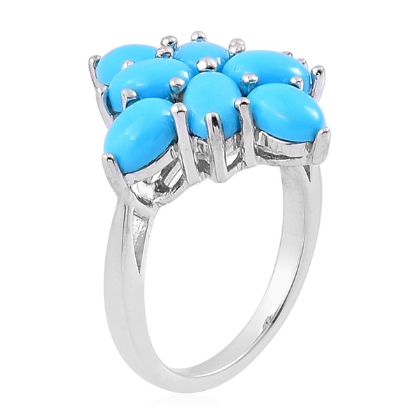 Arizona Sleeping Beauty Turquoise (Ovl) Ring in Platinum Overlay Sterling Silver 2.400 Ct.