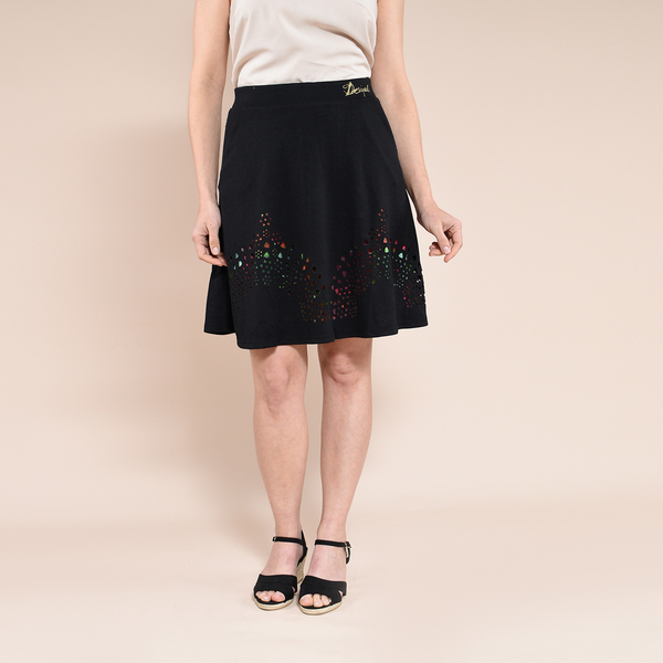 DESIGUAL Hem Pattern Knitted Skirt (Size Large) - Black