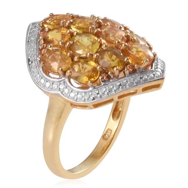 Preview Auction-Rare Sunset Sapphire (Ovl) Ring in 14K Gold Overlay Sterling Silver 6.240 Ct.