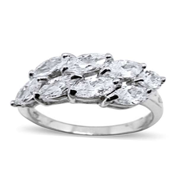 AAA Simulated Diamond (Mrq) Ring in Yellow Gold Plated Sterling Silver 2.500 Ct.