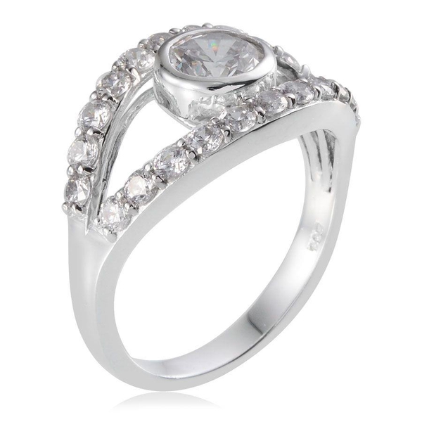 Lustro Stella - Platinum Overlay Sterling Silver (Rnd) Ring Made with Finest CZ 2.600 Ct.