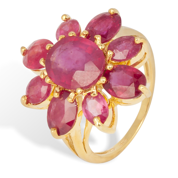 African Ruby (Ovl 3.70 Ct) Ring in Yellow Gold Overlay Sterling Silver 10.700 Ct.