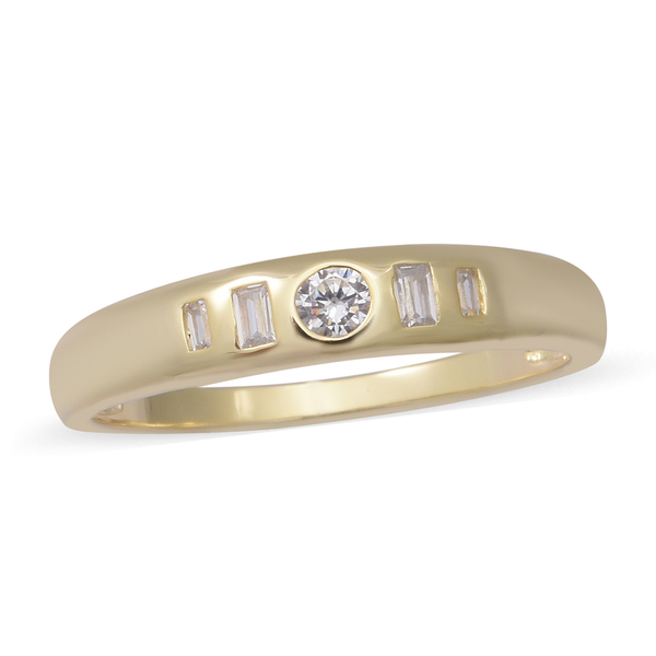 ELANZA Simulated White Diamond Band Ring in Yellow Gold Overlay Sterling Silver
