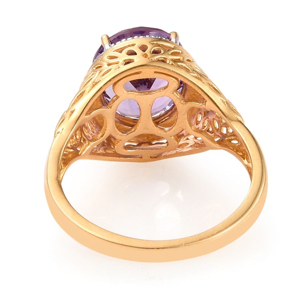 Brazilian Amethyst (Ovl) Solitaire Ring in 14K Gold Overlay Sterling Silver 4.250 Ct.