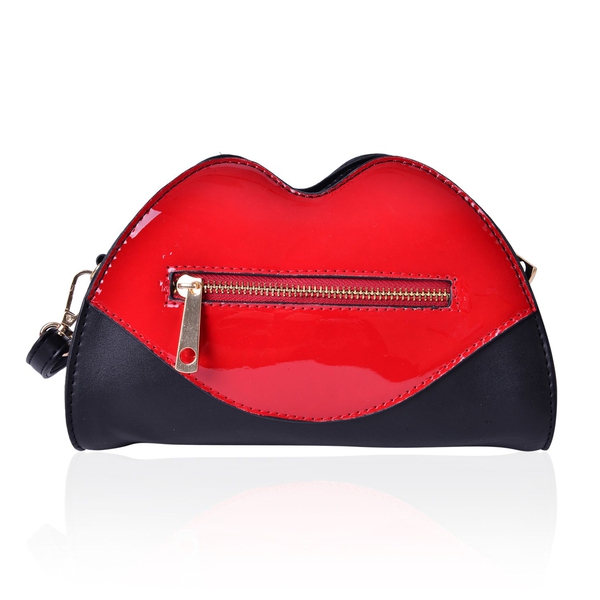Ture Red Lip Design Crossbody Bag with Adjustable and Removable Shoulder Strap (Size 23x15x6 Cm)