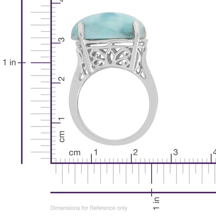 Larimar (Ovl 11.75 Ct), Diamond Ring in Platinum Overlay Sterling Silver 11.800 Ct.