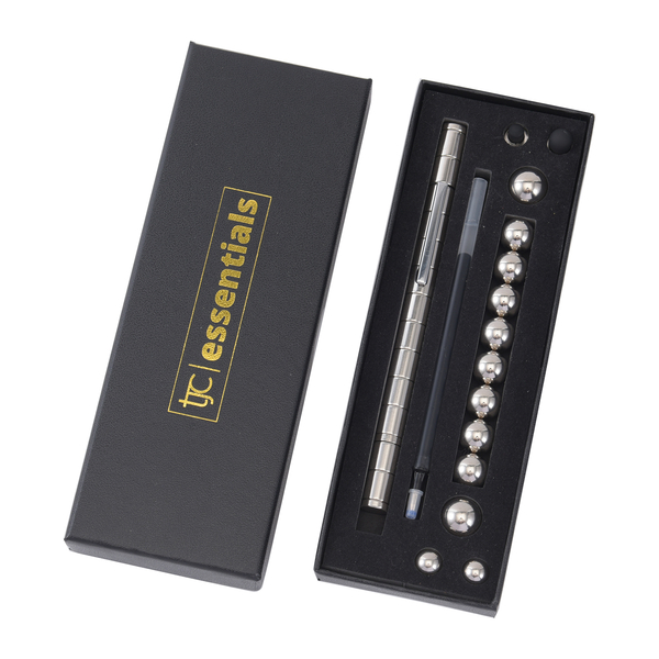 Decompression Magnetic Metal Ball Pen in a Gift Box - Silver